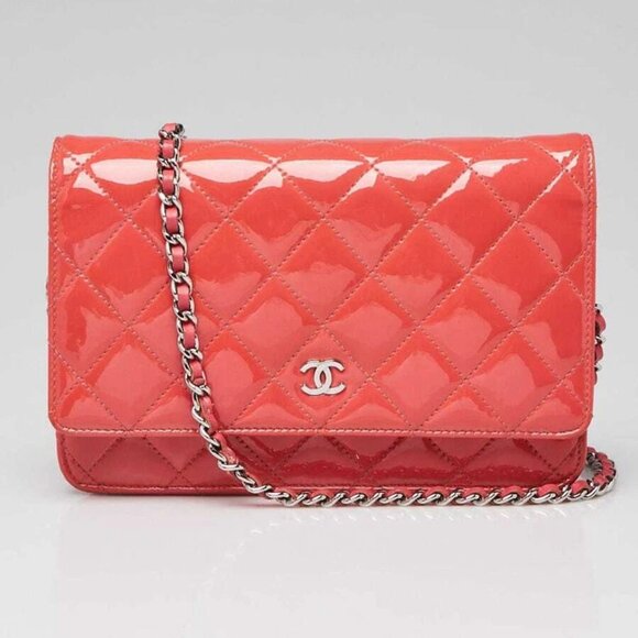 Chanel Pink Quilted Patent Leather Classic WOC Clutch Bag - Picture 1 of 12